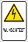 Preview: Warnschild im Hochformat Starkstrom Lebensgefahr mit Wunschtext und Symbol nach DIN 7010